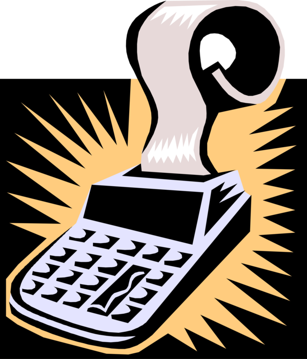 Vector Illustration of Calculator Portable Electronic Device Performs Basic Operations of Mathematics or Adding Machine