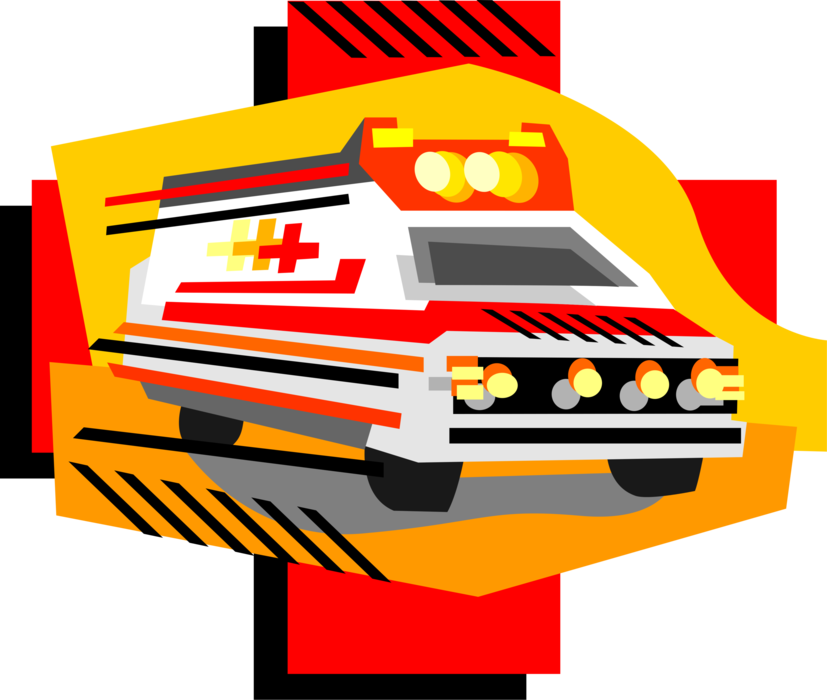 Vector Illustration of Paramedic Service Emergency Ambulance Vehicle