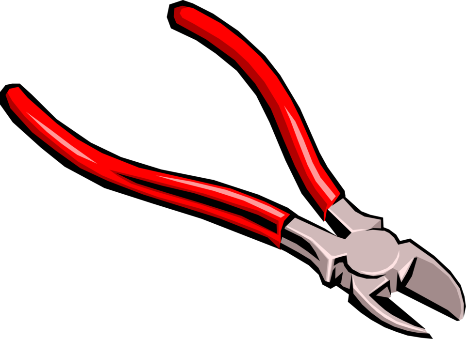 Vector Illustration of Diagonal Pliers or Wire Cutters Cut Electrical Wire