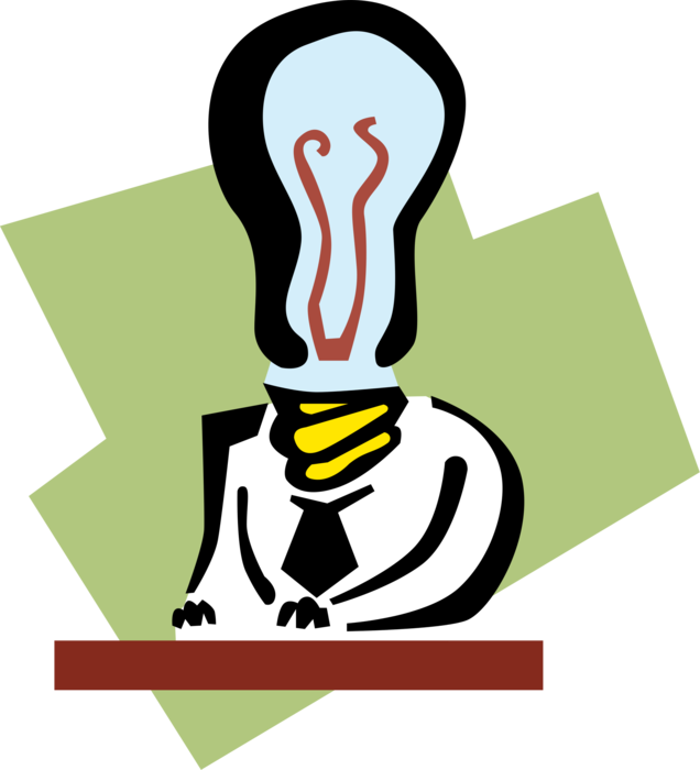 Vector Illustration of Bright Ideas of Innovation, Invention, Good Ideas Electric Light Bulb Head