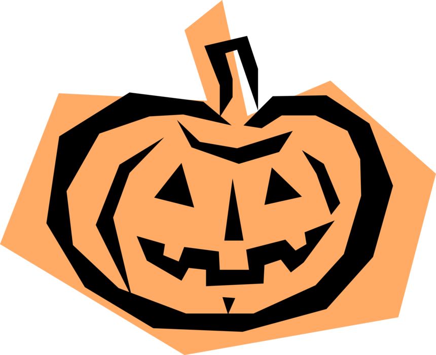 Vector Illustration of Halloween Trick or Treat Jack-o'-Lantern Carved Pumpkin