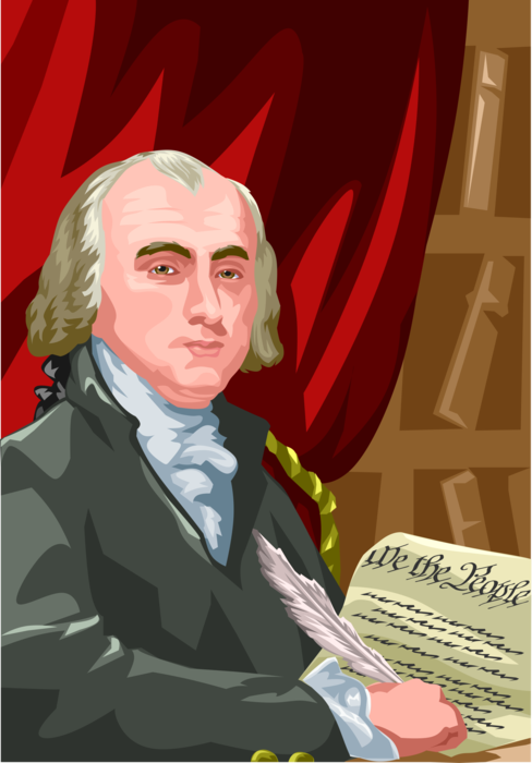 Vector Illustration of Father of the Constitution James Madison, 4th President of the United States