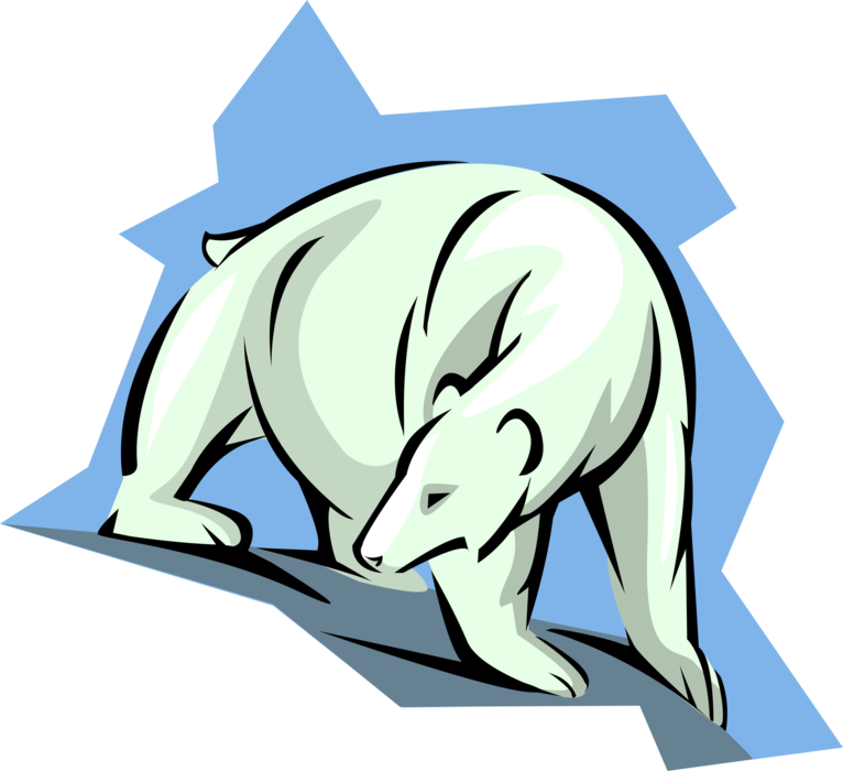 Vector Illustration of Arctic Polar Bear Arctic Polar Bear Threatened with Habitat Loss Caused by Climate Change Hunting