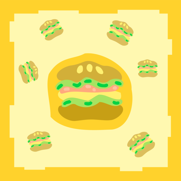 Vector Illustration of Hamburger Fast Food Sandwiches