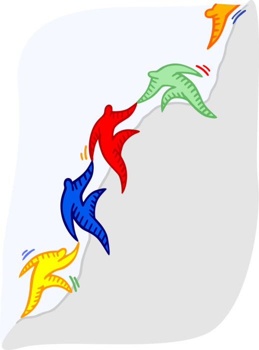 Vector Illustration of Teamwork Lending Helping Hand