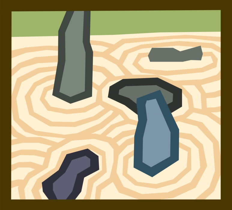 Vector Illustration of Islands in Japanese Zen Garden