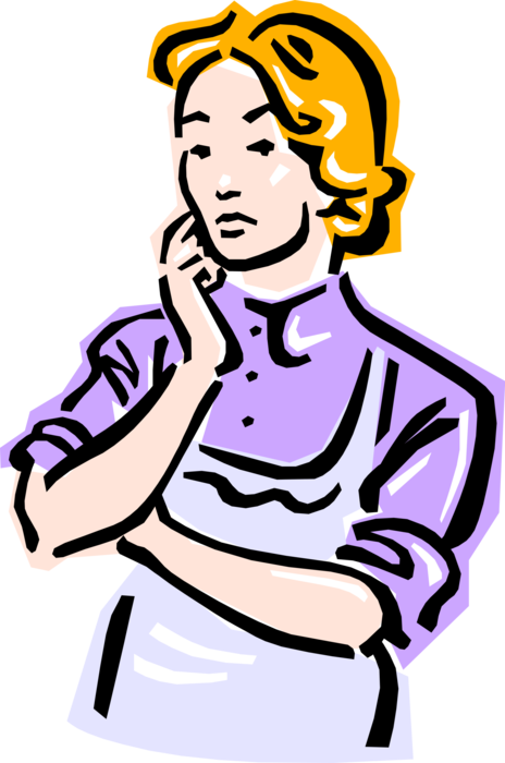 Vector Illustration of 1950's Vintage Style Mother Wonders What to Cook for Dinner
