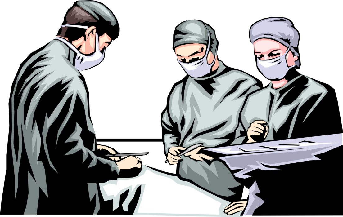Vector Illustration of Health Care Professional Doctor Physicians and Nurse in Operating Room Surgery with Patient