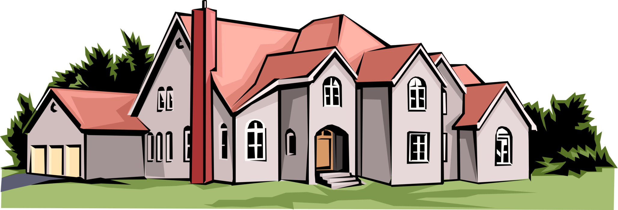 Vector Illustration of Residence House Large Family Home Estate
