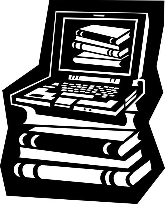 Vector Illustration of Books as Printed Works of Literature Fiction or Nonfiction Borrowed from Lending Library