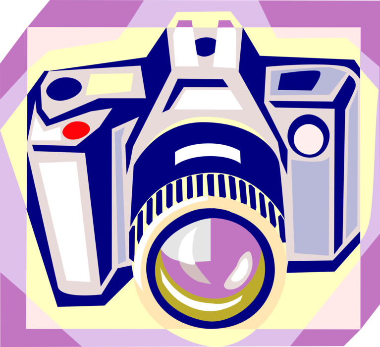 Vector Illustration of Photography Digital SLR 35mm Camera Produces Photographic Images