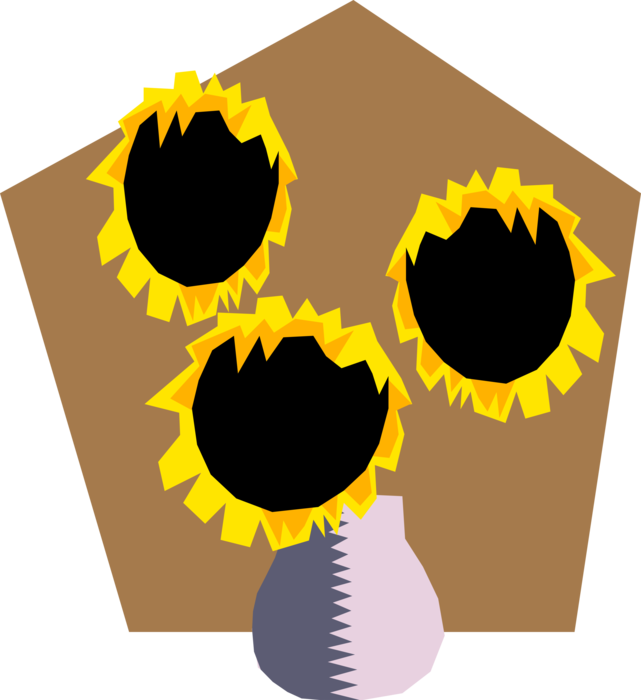 Vector Illustration of Sunflower Flowers in Vase