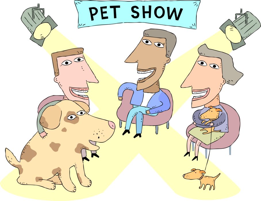 Vector Illustration of Television Reality Show Interview with Pets