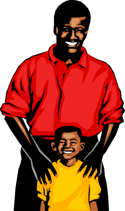 Vector Illustration of African American Father & Son
