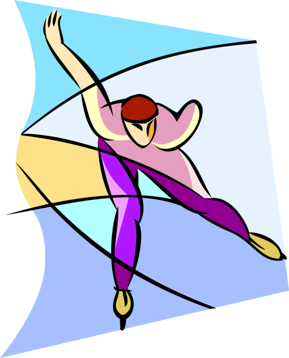 Vector Illustration of Olympic Sports Speed Skater Skating on Ice