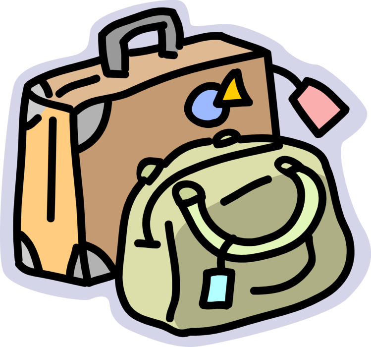 Vector Illustration of Traveler's Baggage or Luggage Suitcase