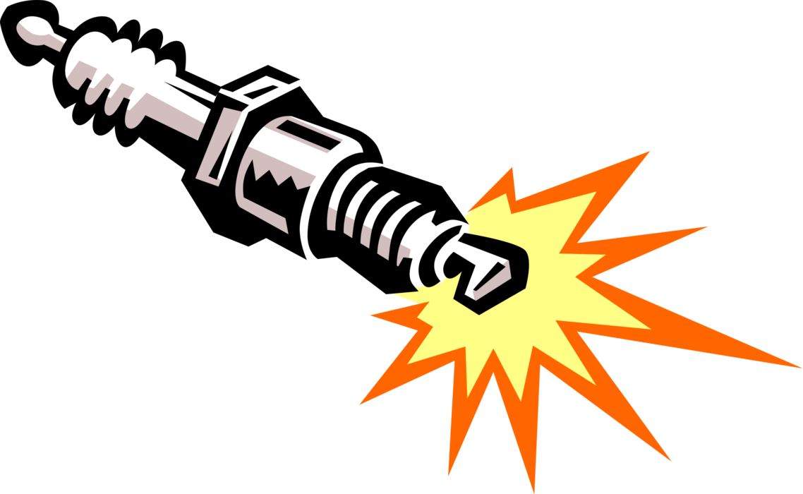 Vector Illustration of Spark Plug Ignition System to Deliver Electric Current