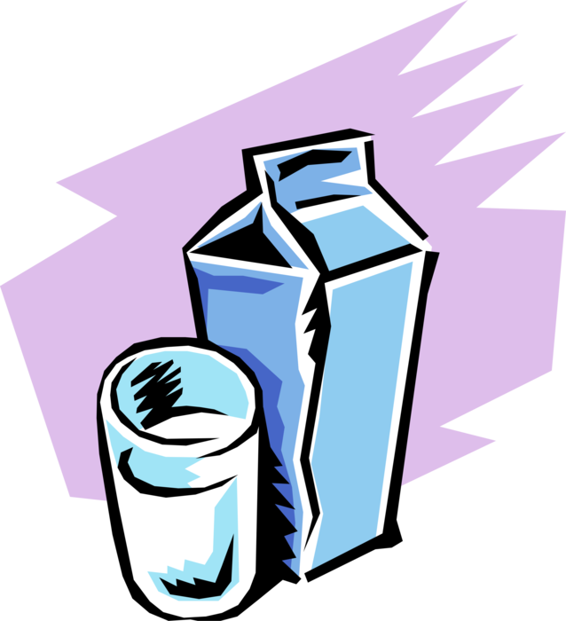Vector Illustration of Dairy Milk Carton with Glass of Milk