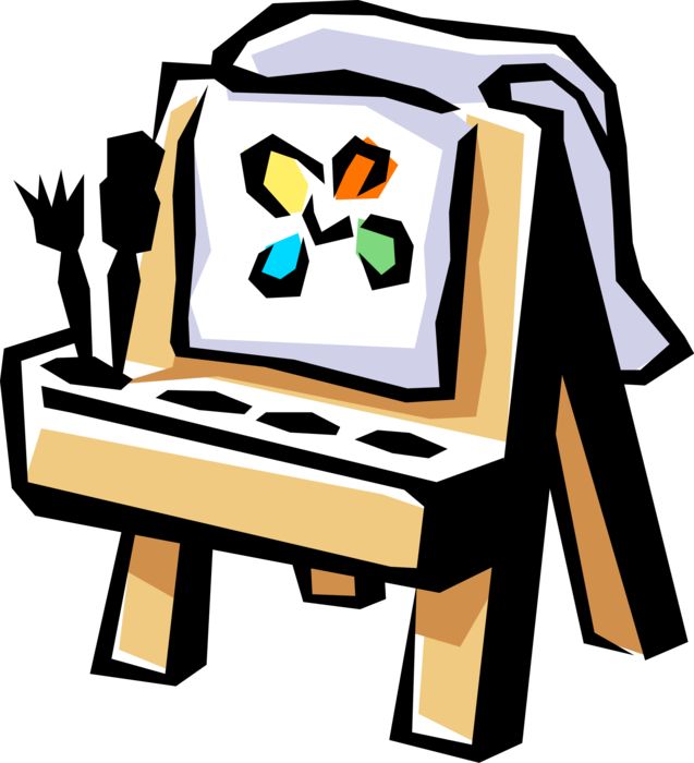 Vector Illustration of Children's Art Easel