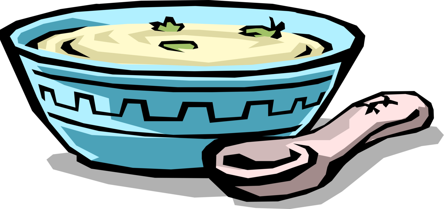 Vector Illustration of Chinese Cuisine Soup Bowl with Spoon