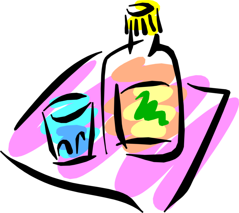 Vector Illustration of Liquor Bottle Alcohol Beverage