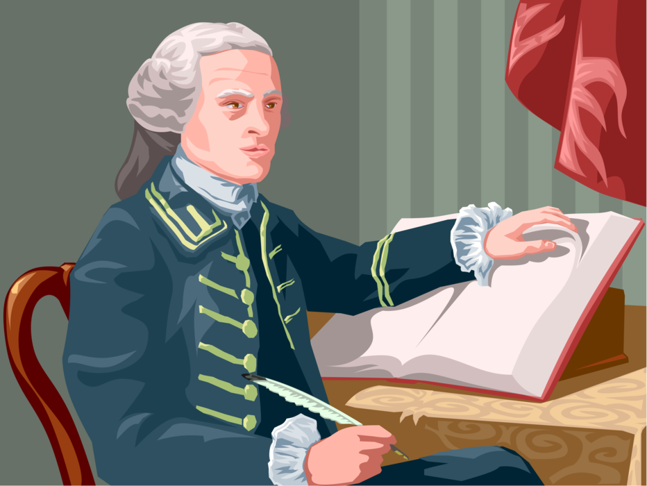 Vector Illustration of John Hancock Signs Signature on United States Declaration of Independence
