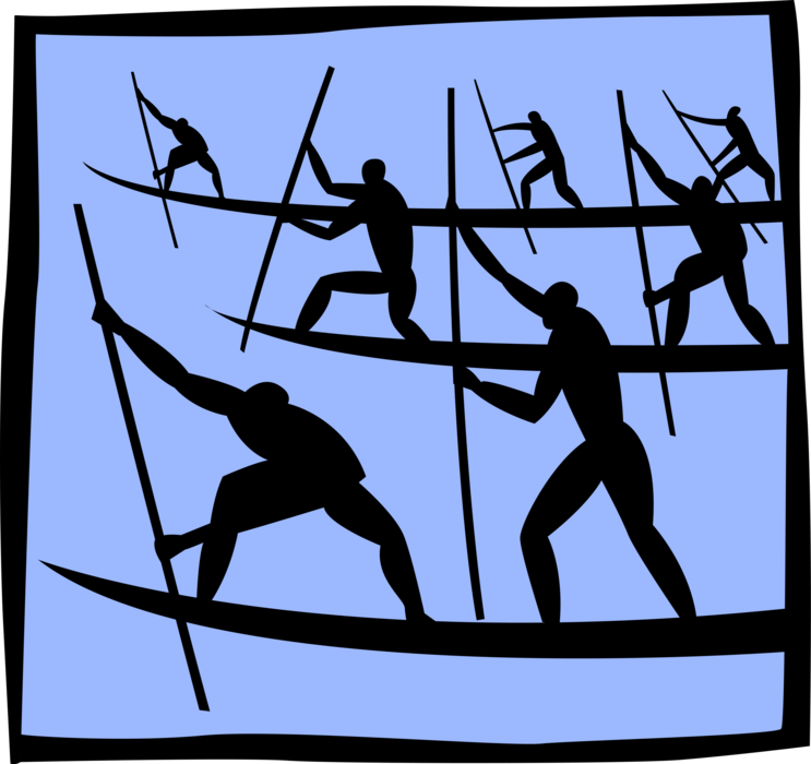 Vector Illustration of African Boatmen in Boats
