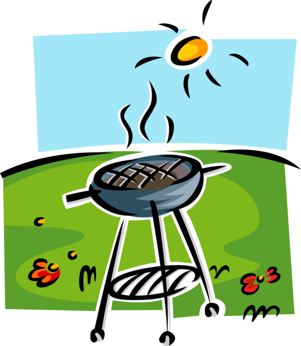 Vector Illustration of Outdoor Summer Barbeque or BBQ Grill