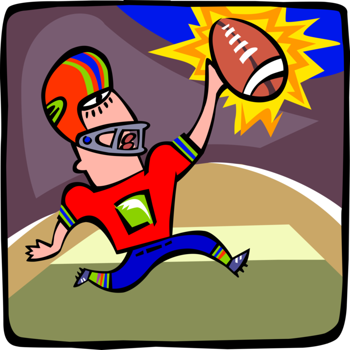 Vector Illustration of Football Player Celebrating Touchdown During Game