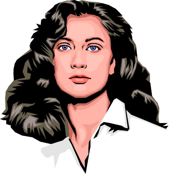 Vector Illustration of Dark Haired Woman's Face
