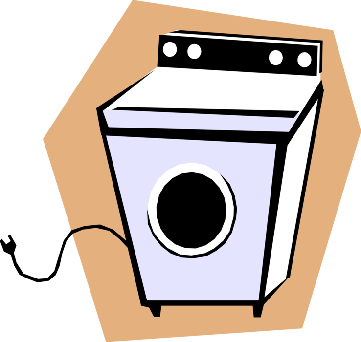 Vector Illustration of Household Appliance Clothes Dryer Drying Machine