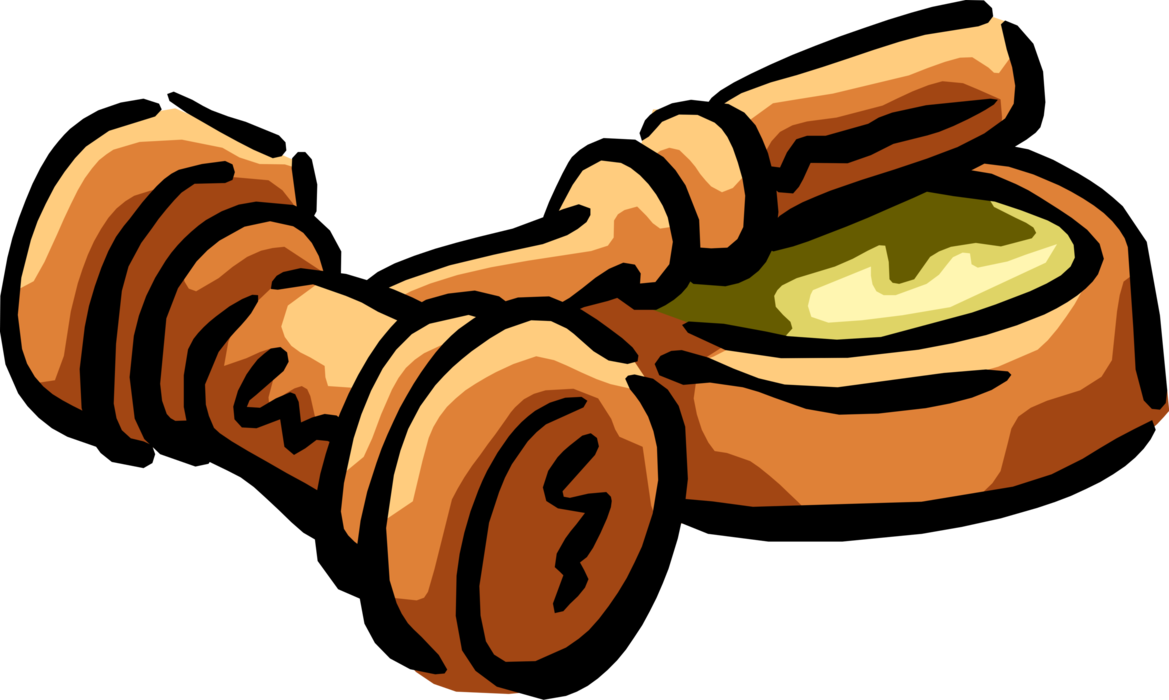 Vector Illustration of Judge's Gavel Ceremonial Mallet Punctuates Judicial Rulings and Proclamations