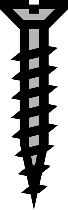 Vector Illustration of Screw Threaded Fastener used in Woodworking or Construction