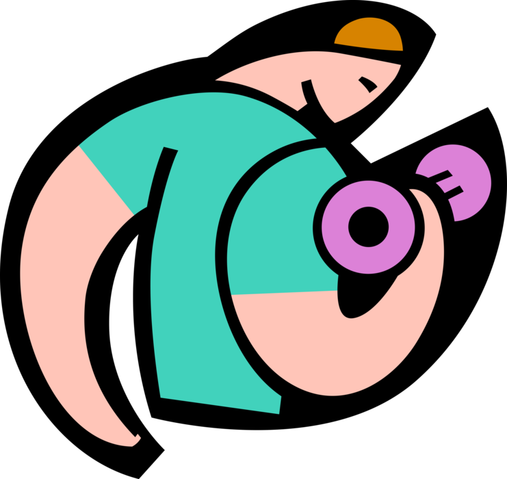 Vector Illustration of Weightlifter with Dumbbell Free Weights Trains to Build Muscle Strength