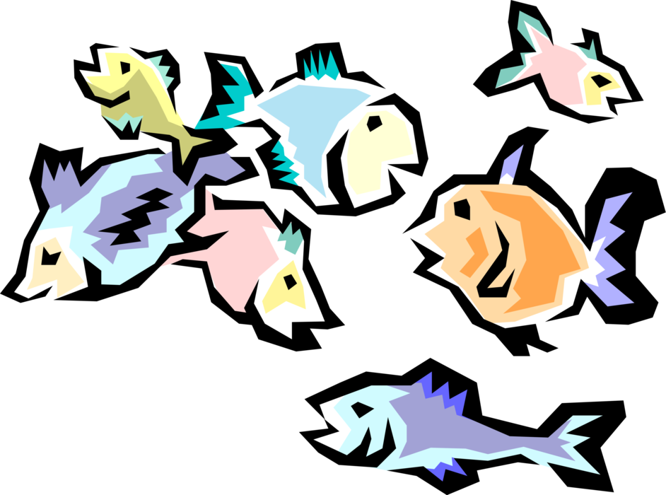 Vector Illustration of Colorful Aquarium Tropical Fish