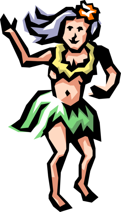Vector Illustration of Hula Dancer Shakes It in Hawaii