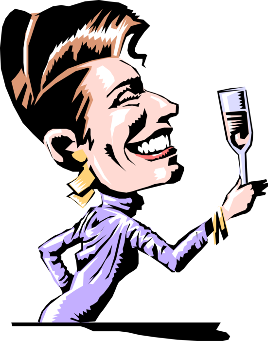 Vector Illustration of Female with Champagne Glass Toasting