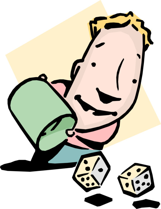 Vector Illustration of Getting Fair Shake Rolling Dice Doubles Idiom