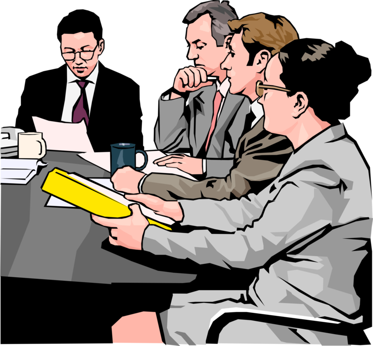 Vector Illustration of Office Boardroom Management Meeting Sales Report