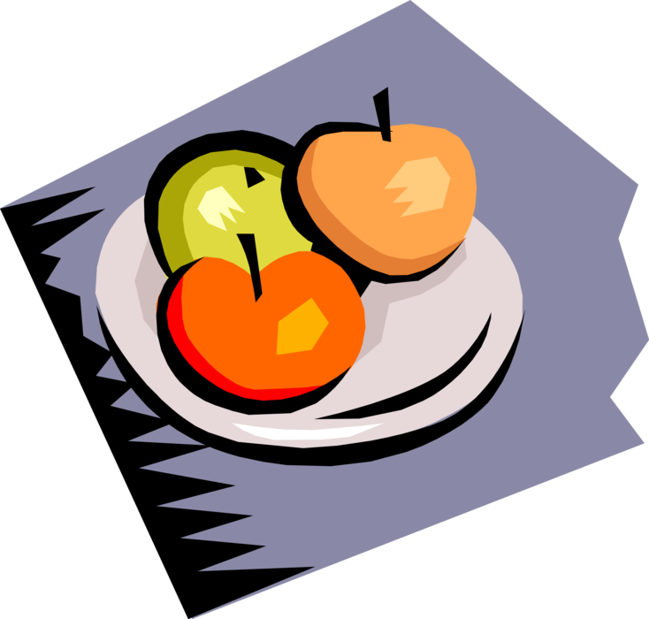 Vector Illustration of Citrus Fruit on Plate