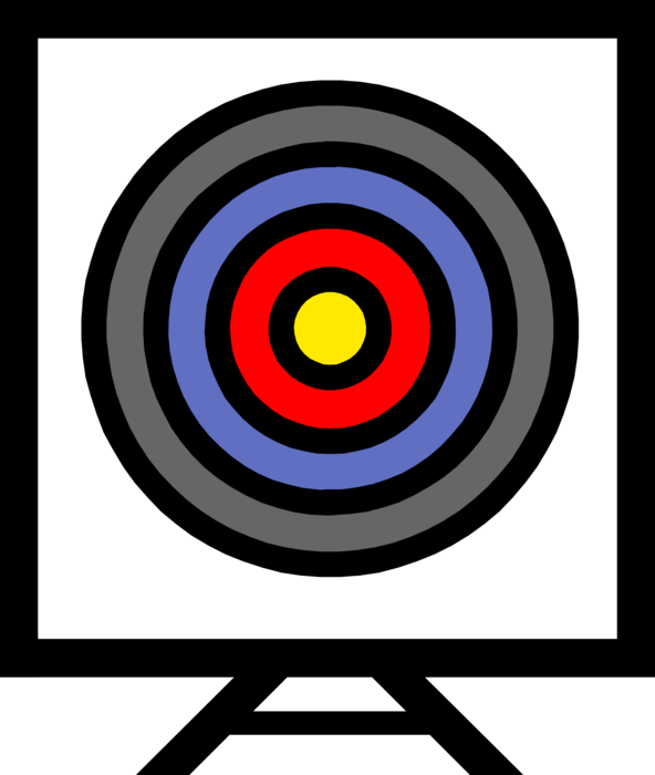 Vector Illustration of Shooting Target Bullseye or Bull's-Eye used for Pistol, Rifle, Gun, Darts, Archery, Crossbow