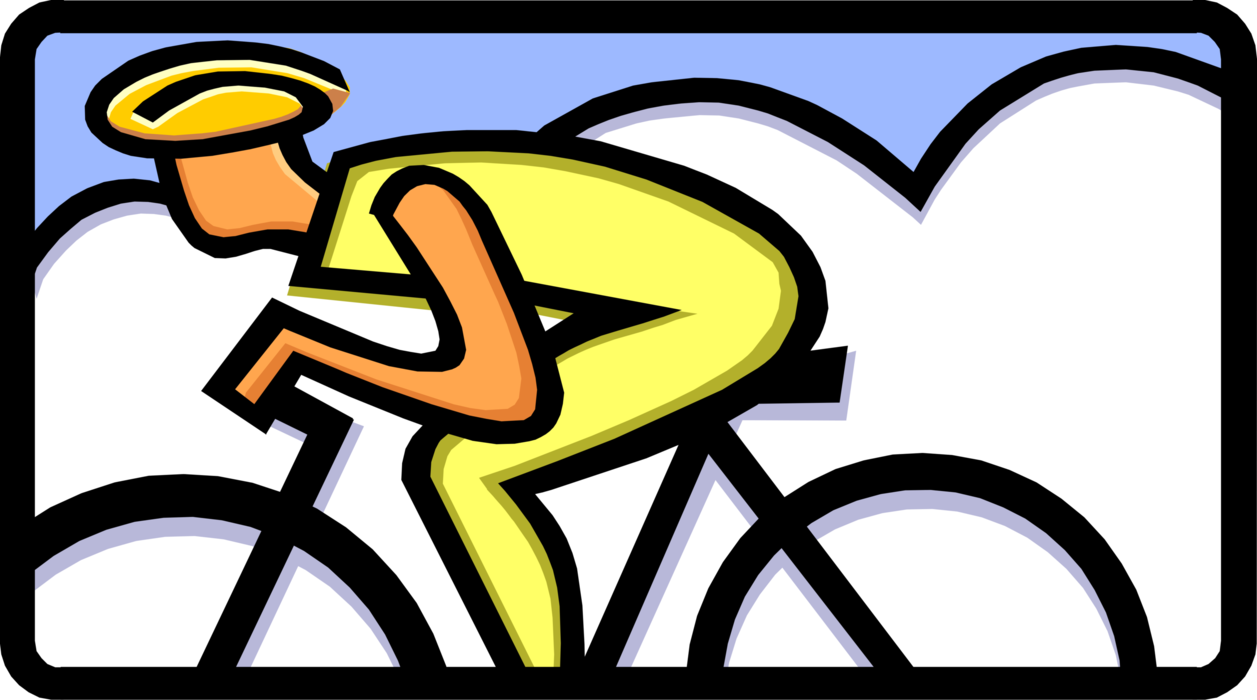 Vector Illustration of Cyclist in Cycling Race on Bicycle
