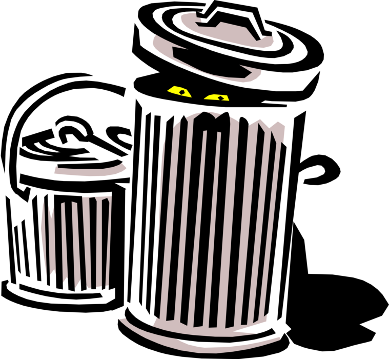 Vector Illustration of Waste Basket, Dustbin, Garbage Can, Trash Can for Rubbish