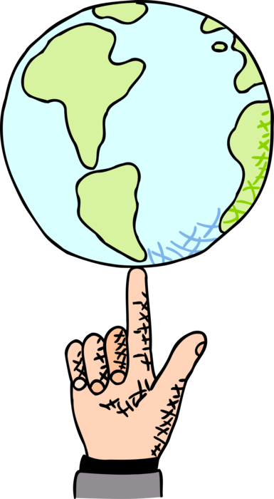 Vector Illustration of Finger Holding the World Globe
