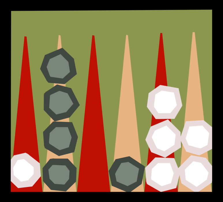 Vector Illustration of Backgammon Board Game with Dice Involves Combination of Strategy and Luck