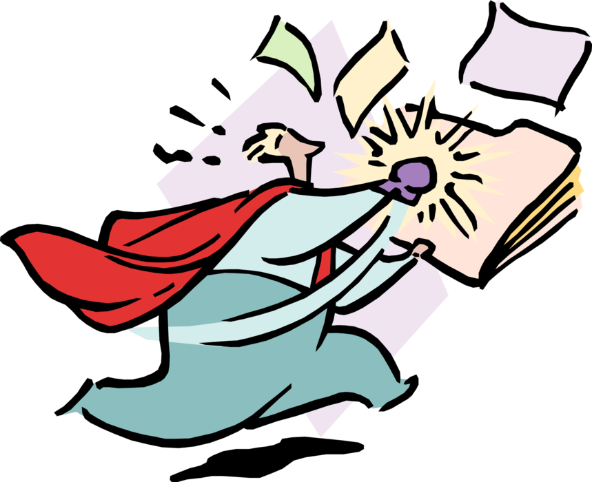 Vector Illustration of Businessman Super Hero or Superhero Superman with Red Cape Knocks Out Competition 