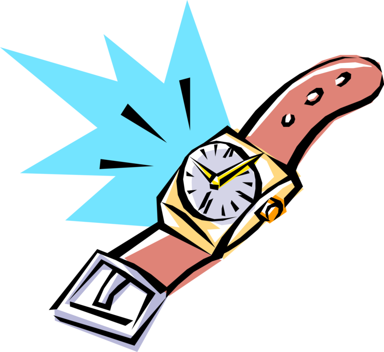 Vector Illustration of Wristwatch Timepiece Watch Keeps Time