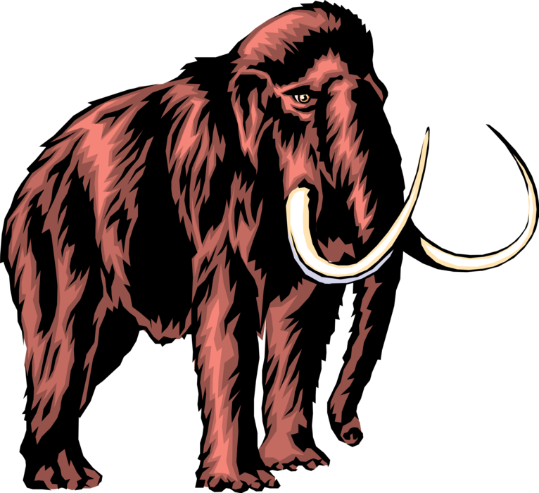 Vector Illustration of Prehistoric Woolly Mammoth with Tusks