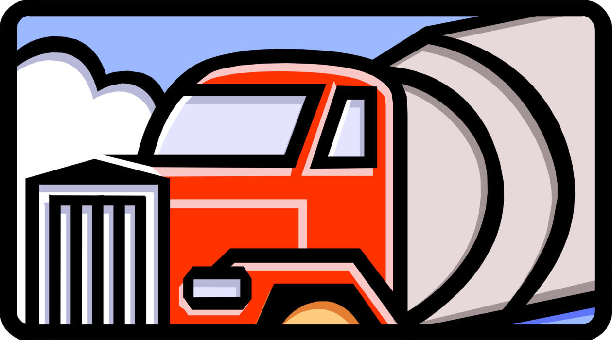 Vector Illustration of Construction Industry Heavy Machinery Equipment Concrete Cement Mixer Truck