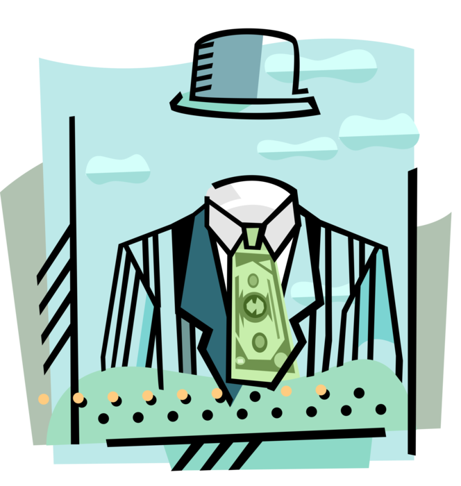 Vector Illustration of Invisible Figure with Money Dollar Tie